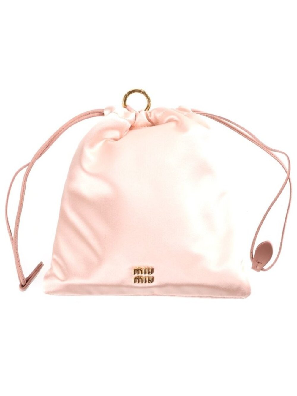 Miu Miu Silk Satin Drawstring Pouch Mini Bag Pink